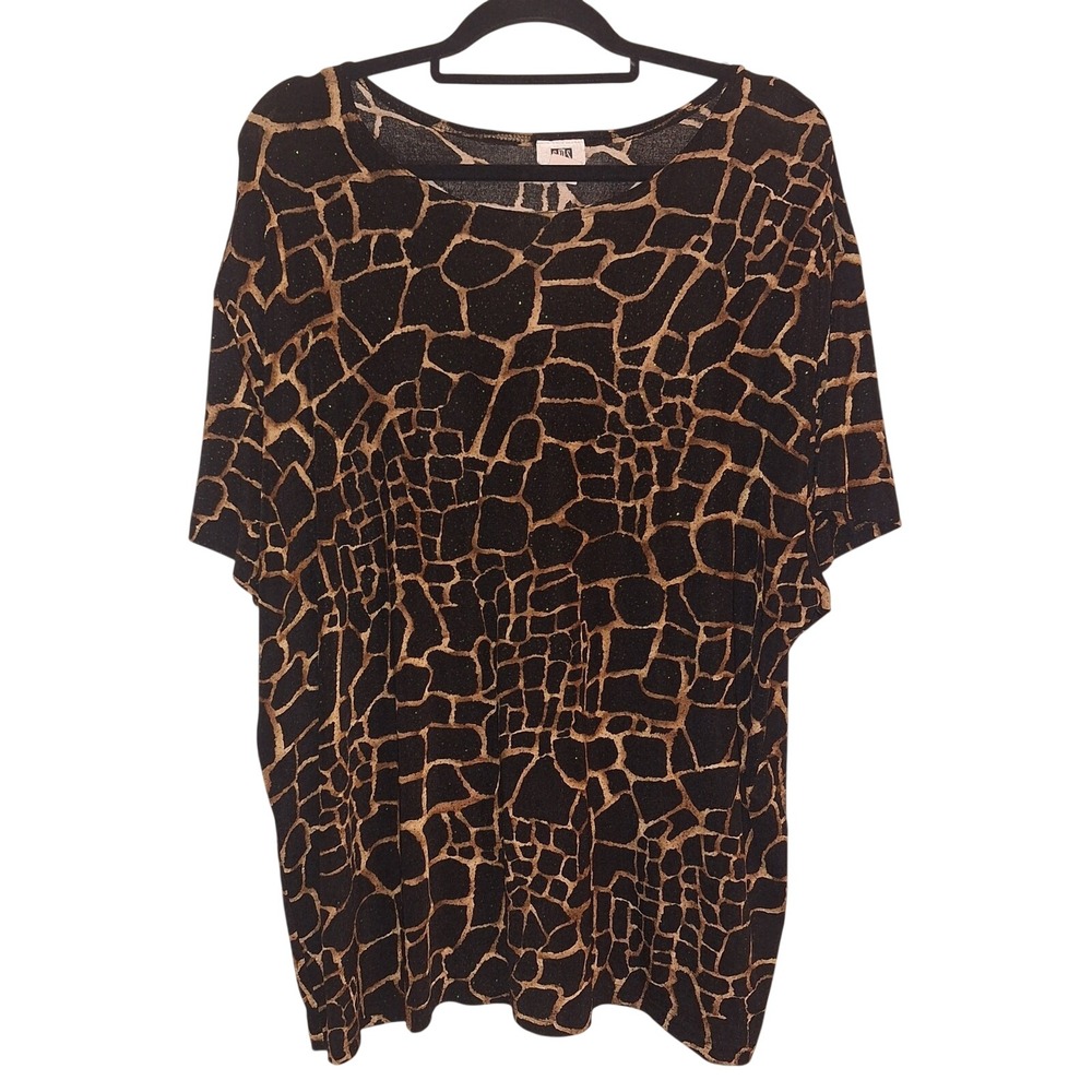 Vintage Made in USA SPS Animal Print‎ Mobwife Slinky Blouse Women's Size Large